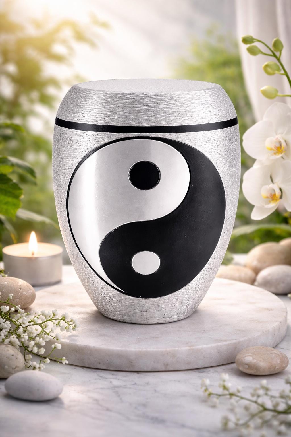 Yin-Yang Urne | Gedenkurne mit Bajonettverschluss | Erinnerungsstück für Zuhause