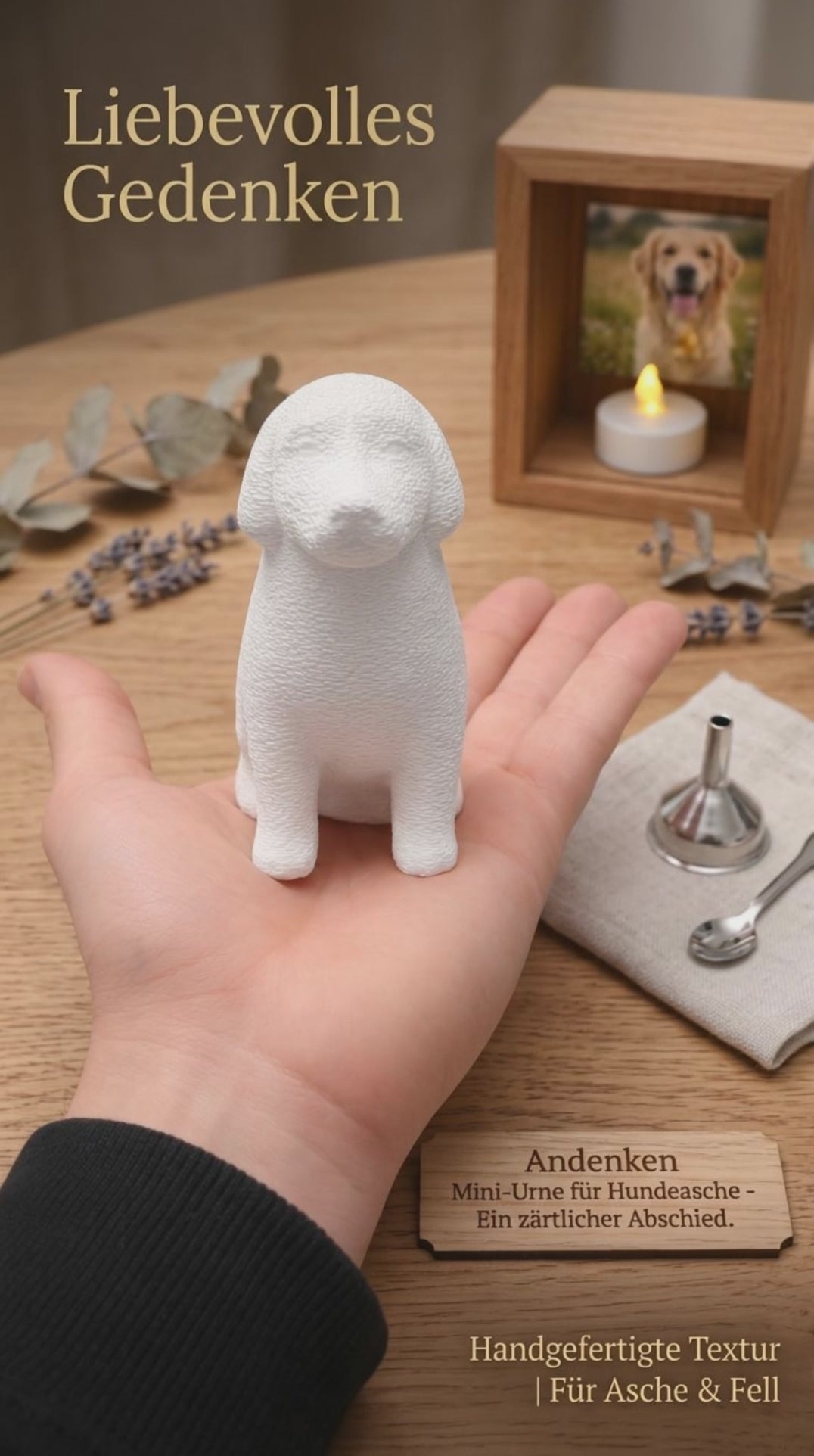 Mini Hundeurne | Skulptur für einen Teil der Asche | Erinnerungsstück für Zuhause