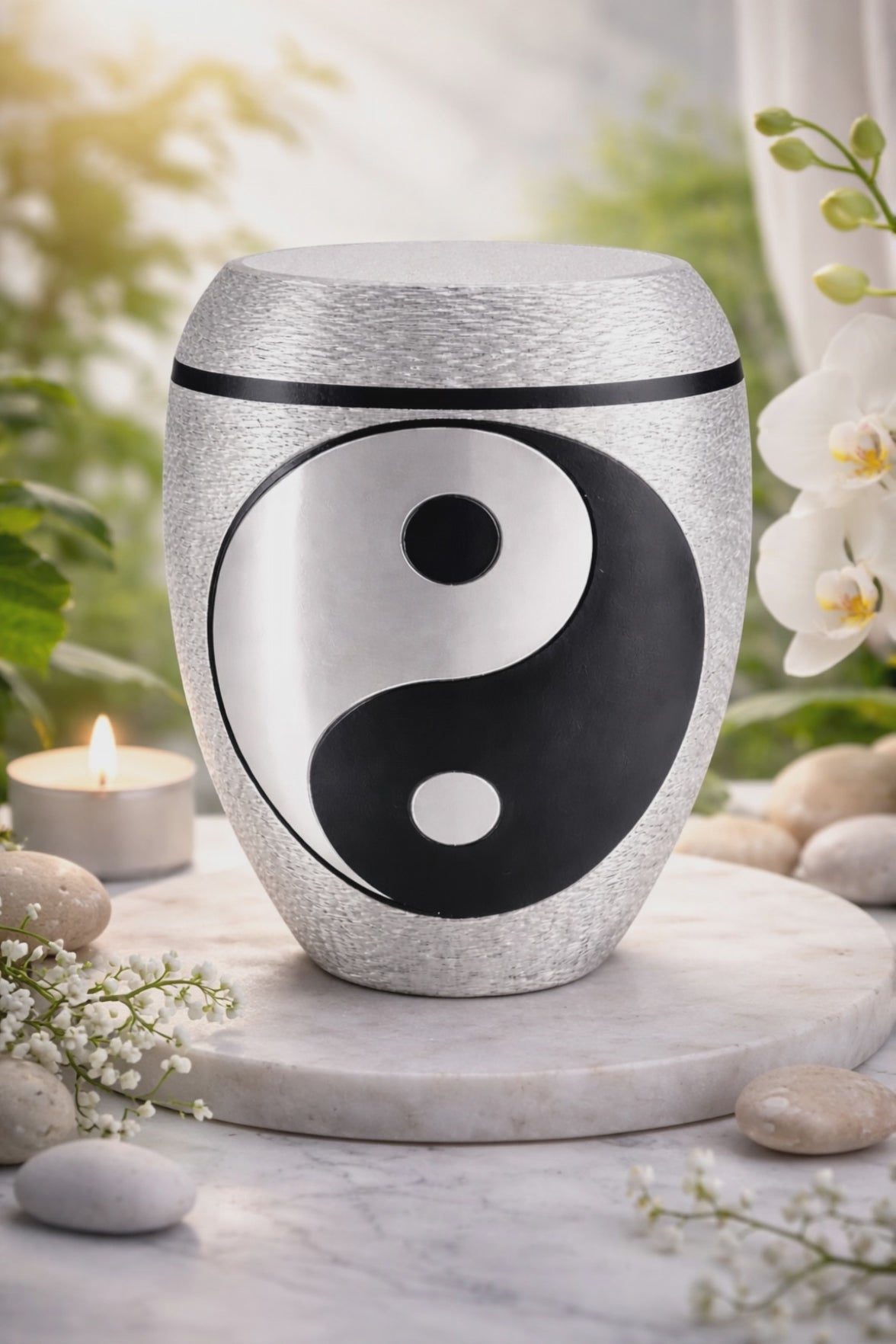 Yin-Yang Urne | Gedenkurne mit Bajonettverschluss | Erinnerungsstück für Zuhause