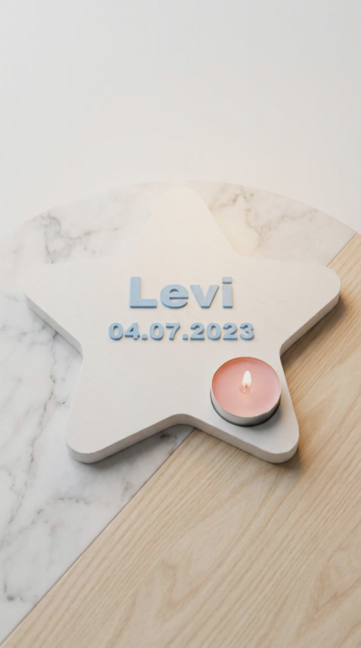 Sternenkind Stern personalisiert | Name & Datum | LED-Teelichthalter